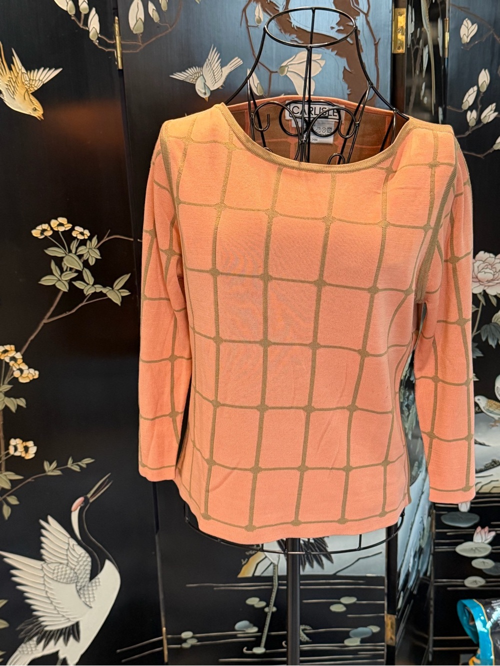 CARLISLE 100% Silk Peach and Gold Sweater Size M. P2P 18”